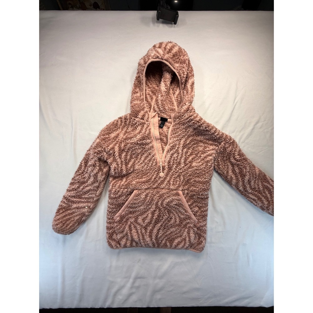 All In Motion Girls Sherpa Fleece Hoodie Quarter Zip Pullover Pink Size M 8